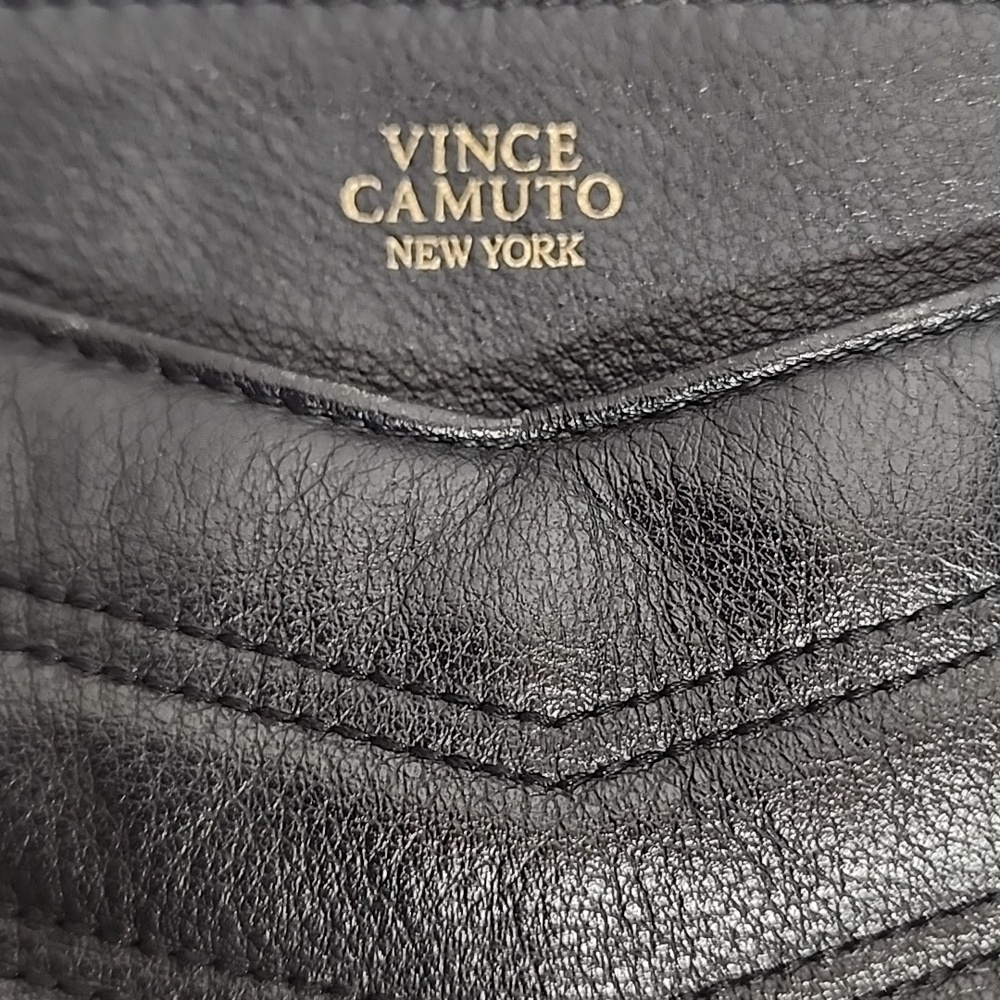 Vince Camuto New York Black Quilted Leather bag gold hardware Classy Minimalist - Picture 2 of 10